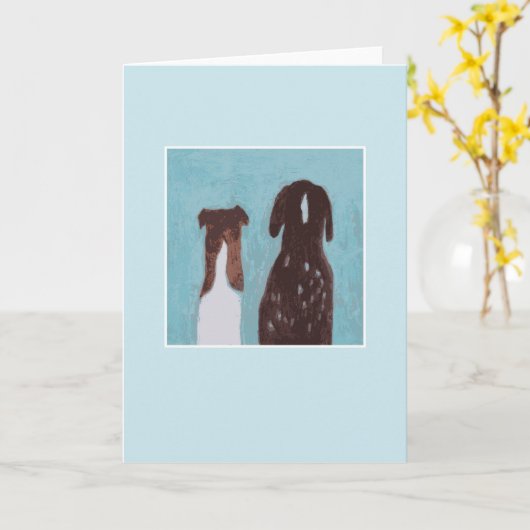 犬の友達-青 カード (黄色い花)