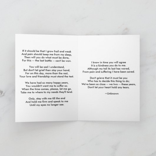 犬の同情カード カード (内部)