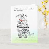 犬の同情カード – 私たちの犬を説明するために使用される言葉 カード (黄色い花)