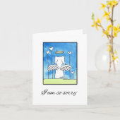 犬の同情カード、翼を持つ犬の天使 カード (黄色い花)