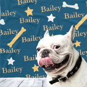 犬の名パーソナライズされた星ボーンズブルー フリースブランケット