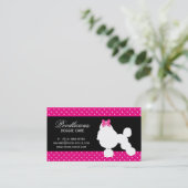 犬の名刺のプードルのかわいい水玉模様のピンク 名刺 (スタンド正面)