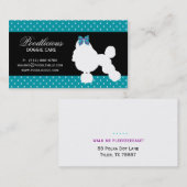 犬の名刺のプードルのかわいい水玉模様の青 名刺 (正面/裏面)