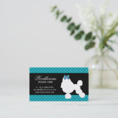 犬の名刺のプードルのかわいい水玉模様の青 名刺 (スタンド正面)