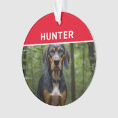 犬の名前と写真のクリスマスを探す オーナメント (正面)