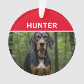 犬の名前と写真のクリスマスを探す オーナメント (正面)