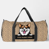 犬の名前またはあなたの名前、Pembrokeウェルシュコーギー+前足 ダッフルバッグ (正面)