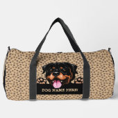 犬の名前または名前の追加、ロットワイラー+前足 ダッフルバッグ (正面)