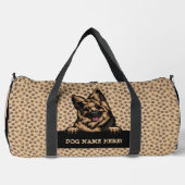 犬の名前または名前を追加， German Shepherd +前足 ダッフルバッグ (正面)