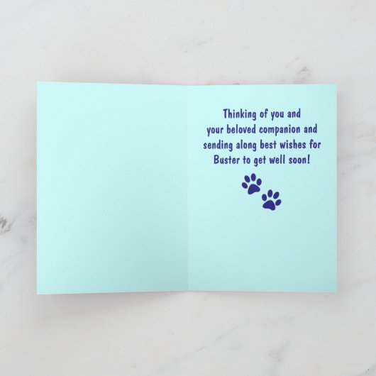 犬の名前をカスタマイズ可能、犬がすぐに良くなる カード (内部)