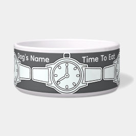犬の名前をカスタマイズ 時間だ 灰色   ボウル