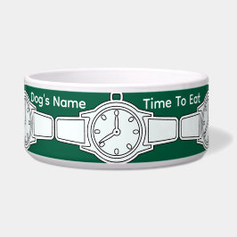 犬の名前をパーソナライズ  緑の食事時間     ボウル