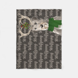 犬の名前を持つクリスマス・アイリッシュ・ウルフハウンド フリースブランケット