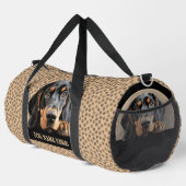 犬の名前を追加，あなたの名前，黒とタンのバインド ダッフルバッグ (右コーナー)