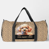 犬の名前を追加， Poodle - Cream - ダッフルバッグ (正面)