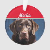 犬の名前チョコレートラブラドールドッグフォトクリスマス オーナメント (正面)