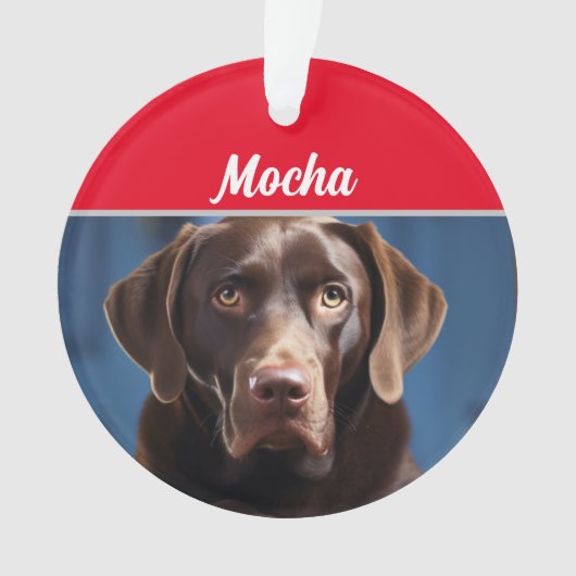犬の名前チョコレートラブラドールドッグフォトクリスマス オーナメント (正面)