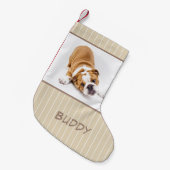 犬の名前フォトパピパーソナライズされたー スモールクリスマスストッキング (正面 (吊り時))