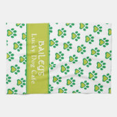 犬の名前ラッキードッグカフェカスタムセントパトリックズデー キッチンタオル (横)