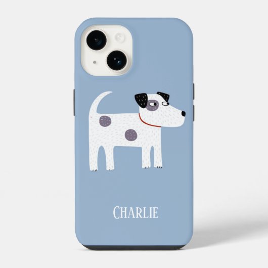 犬の名前（青） iPhoneケース (裏面)