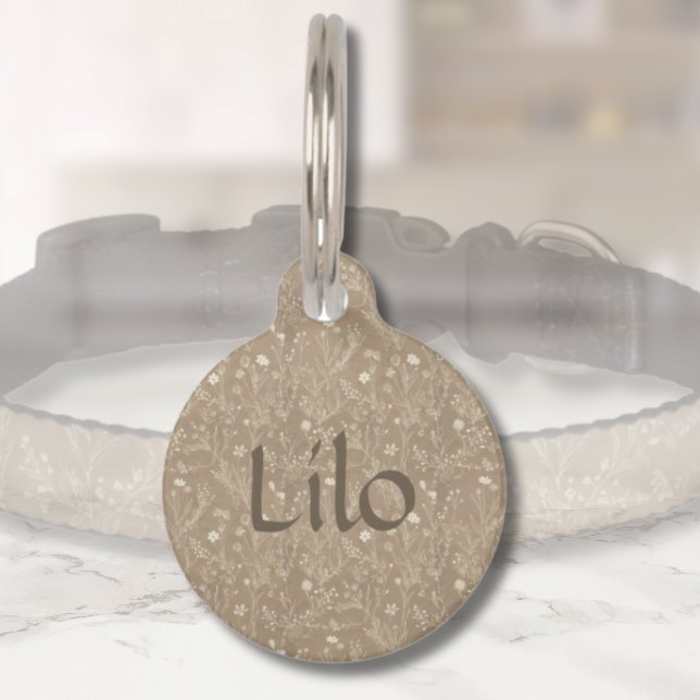 犬の名前 ID タグ - ブラウン ボタニカル,  , パーソナライズド (personalized brown botanicals pet id tag )