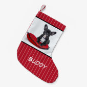 犬の名前Photo パーソナライズされた Bulldog Puppy スモールクリスマスストッキング (正面 (吊り時))
