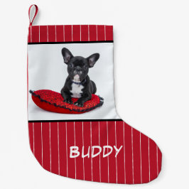 犬の名前Photo パーソナライズされた Bulldog Puppy スモールクリスマスストッキング