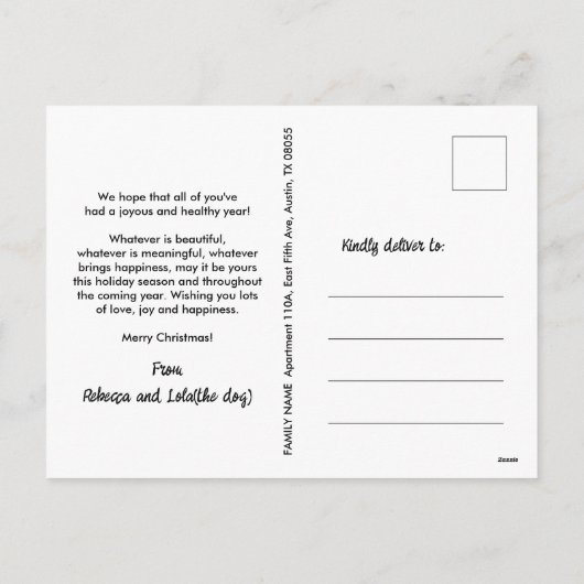 犬の吠えるスピリット明るいペットティール(緑がかった色)クリスマス シーズンポストカード (裏面)