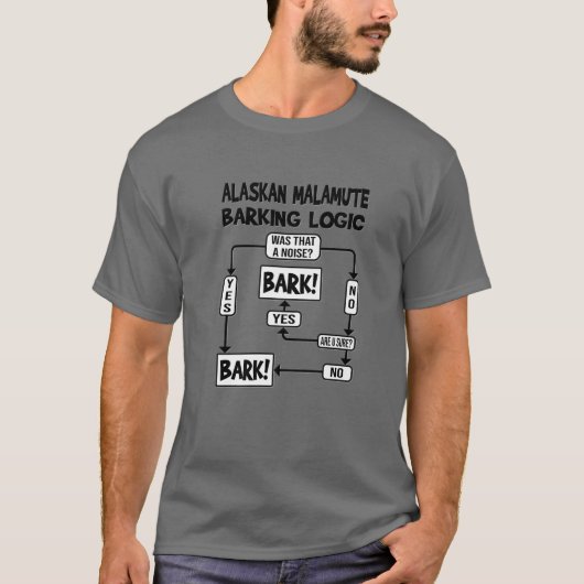 犬の吠えロジック、おもしろい犬ギフトおもしろい、アラスカM Tシャツ (正面)