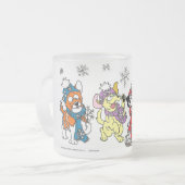 犬の命を！雪の子犬たち！ フロストグラスマグカップ (正面左)