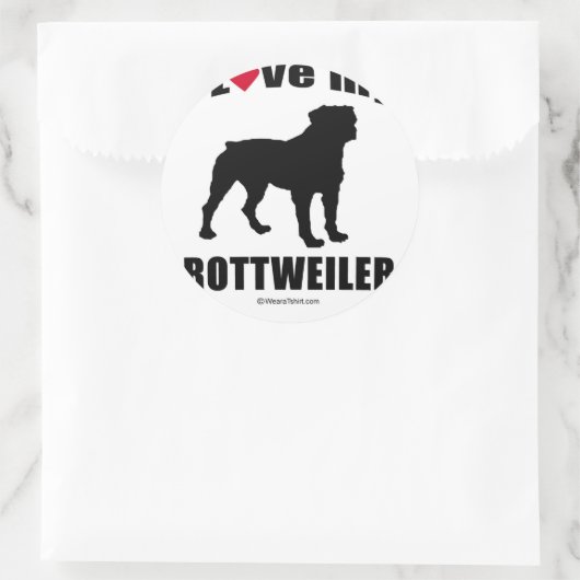 「犬の品種」 -ロットワイラー- 「私は私のロットワイラーが大好き」 ラウンドシール (バッグ)