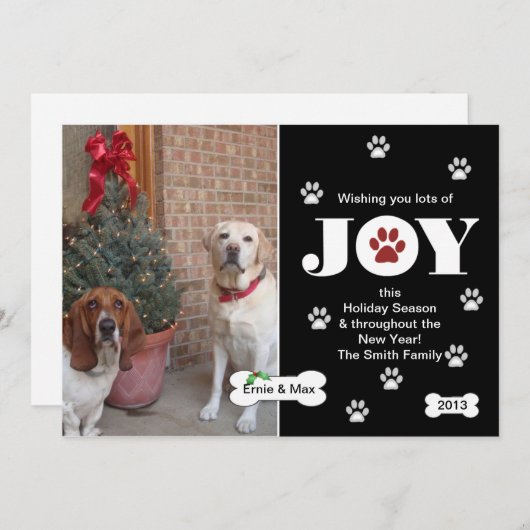 犬の喜びの休日の写真カード挨拶 シーズンカード (正面/裏面)