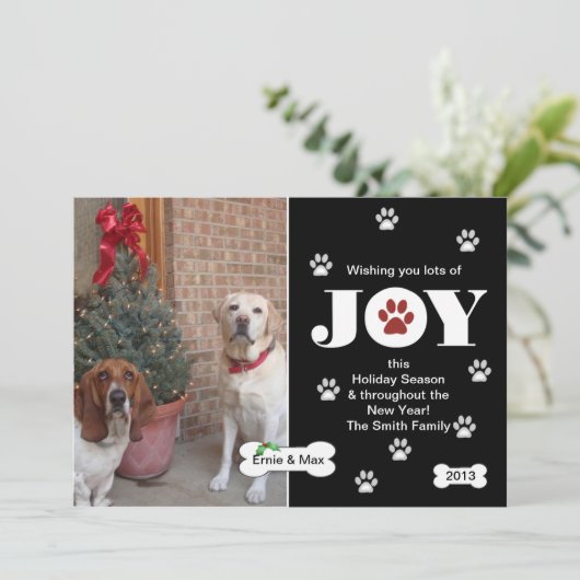 犬の喜びの休日の写真カード挨拶 シーズンカード (スタンド正面)