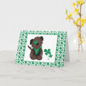 犬の四葉のクローバー グリーン カード (黄色い花)