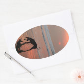 犬の夕日 楕円形シール (封筒)