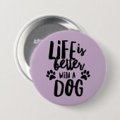 犬の大きな丸いボタンで生活が楽しめる 缶バッジ (正面&裏面)