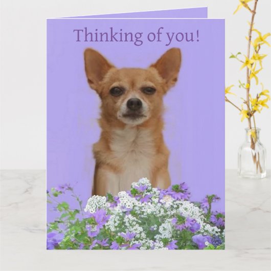 犬の大きな「想い出」カードをカスタマイズ カード (黄色い花)