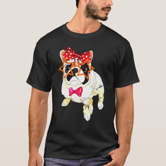 犬の女の子 フレンチブルドッグ Tシャツ (正面)