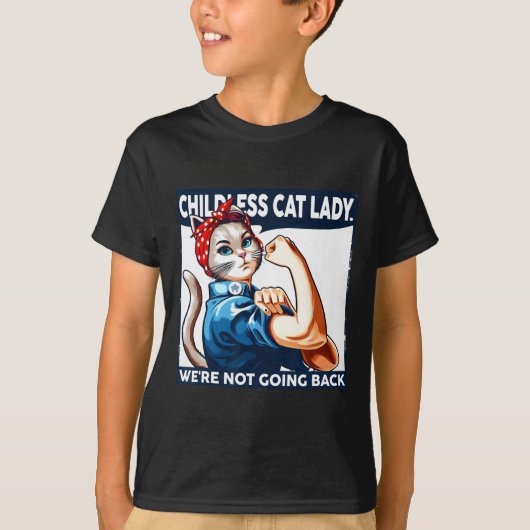 犬の女性は戻らない猫好き猫の女性 Tシャツ (正面)