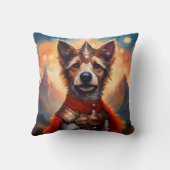 犬の妖精と背の低い戦士の油絵 クッション (裏面)