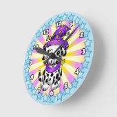 犬の妖精のウィザード ラウンド壁時計 (傾斜)