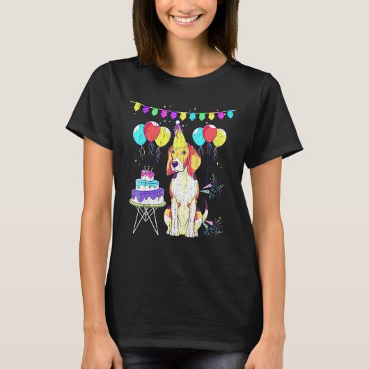 犬の子供の誕生日ケーキ 犬の飼い主 ペット 動物 ビーグル Tシャツ (正面)