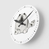 犬の子犬とケシャーン ラウンド壁時計 (傾斜)
