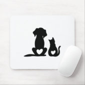 犬の子犬とベビー犬と猫好き マウスパッド (マウス)