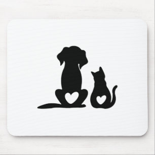 犬の子犬とベビー犬と猫好き マウスパッド