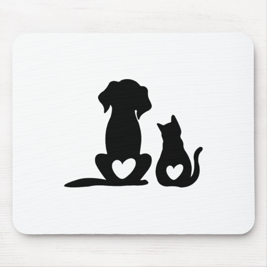 犬の子犬とベビー犬と猫好き マウスパッド (正面)