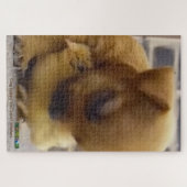 犬の子犬と小さな鶏のパズル。 ジグソーパズル (横)