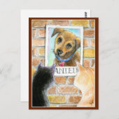 犬の子犬と猫のかわいいアートポストカード ポストカード (正面/裏面)