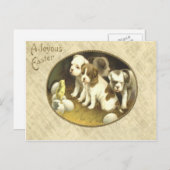 犬の子犬のイースターひよこの卵 シーズンポストカード (正面/裏面)