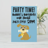 犬の子犬のスクリプト子供の誕生日招待状 招待状 (スタンド正面)